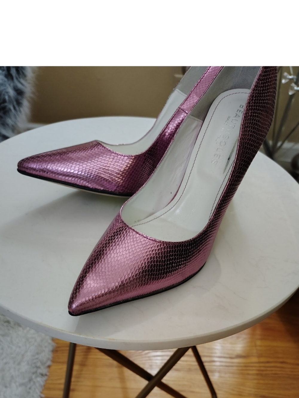 🆕⭐ Beautiisoles Pink Metallic High Heel Pumps - - Picture 4 of 14